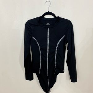 Good American Black/Silver Long Sleeve BodySuit XL